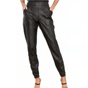 Spanx Black Faux Leather Jogger‎ Pants Size Small Vegan Leather Pull On S